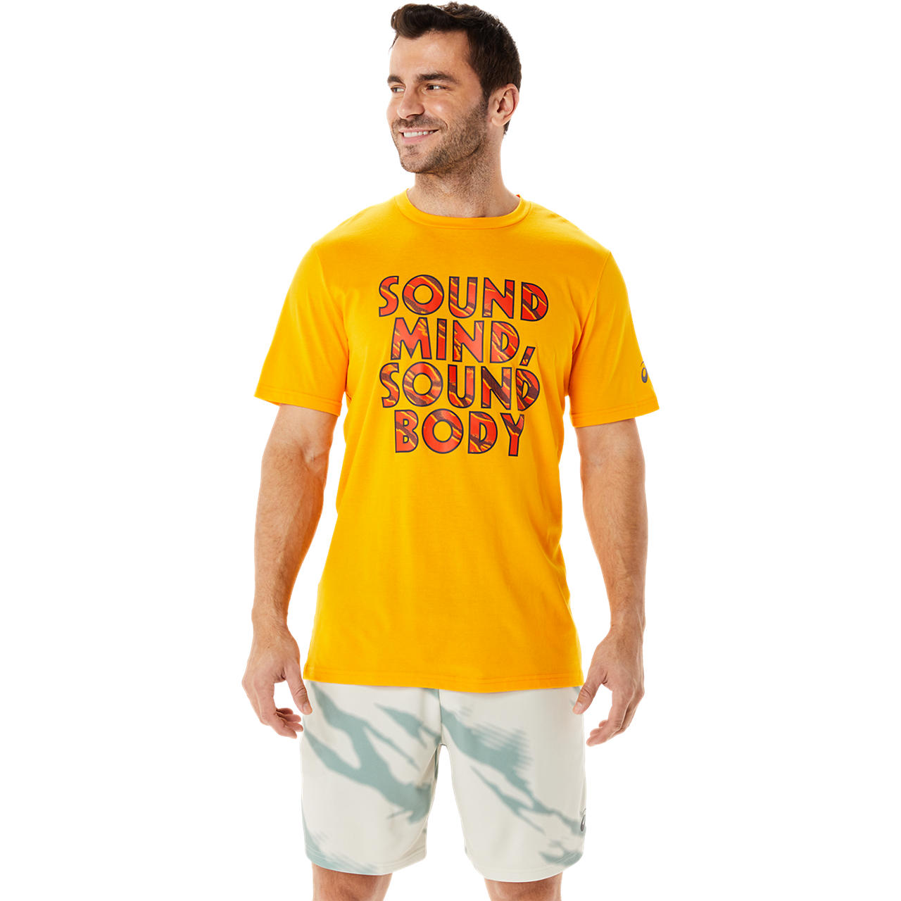 ASICS HERITAGE FONT GRAPHIC TEE 7, AMBER, swatch