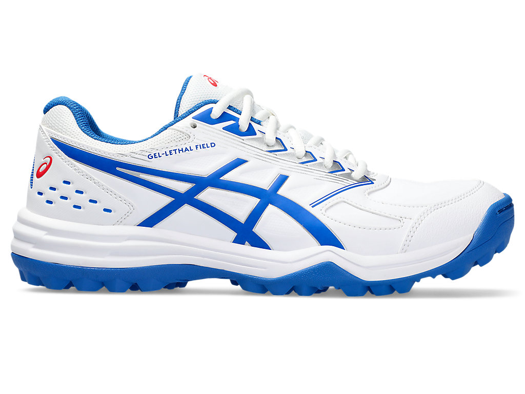 ASICS GEL-LETHAL FIELD, WHITE/TUNA BLUE, swatch