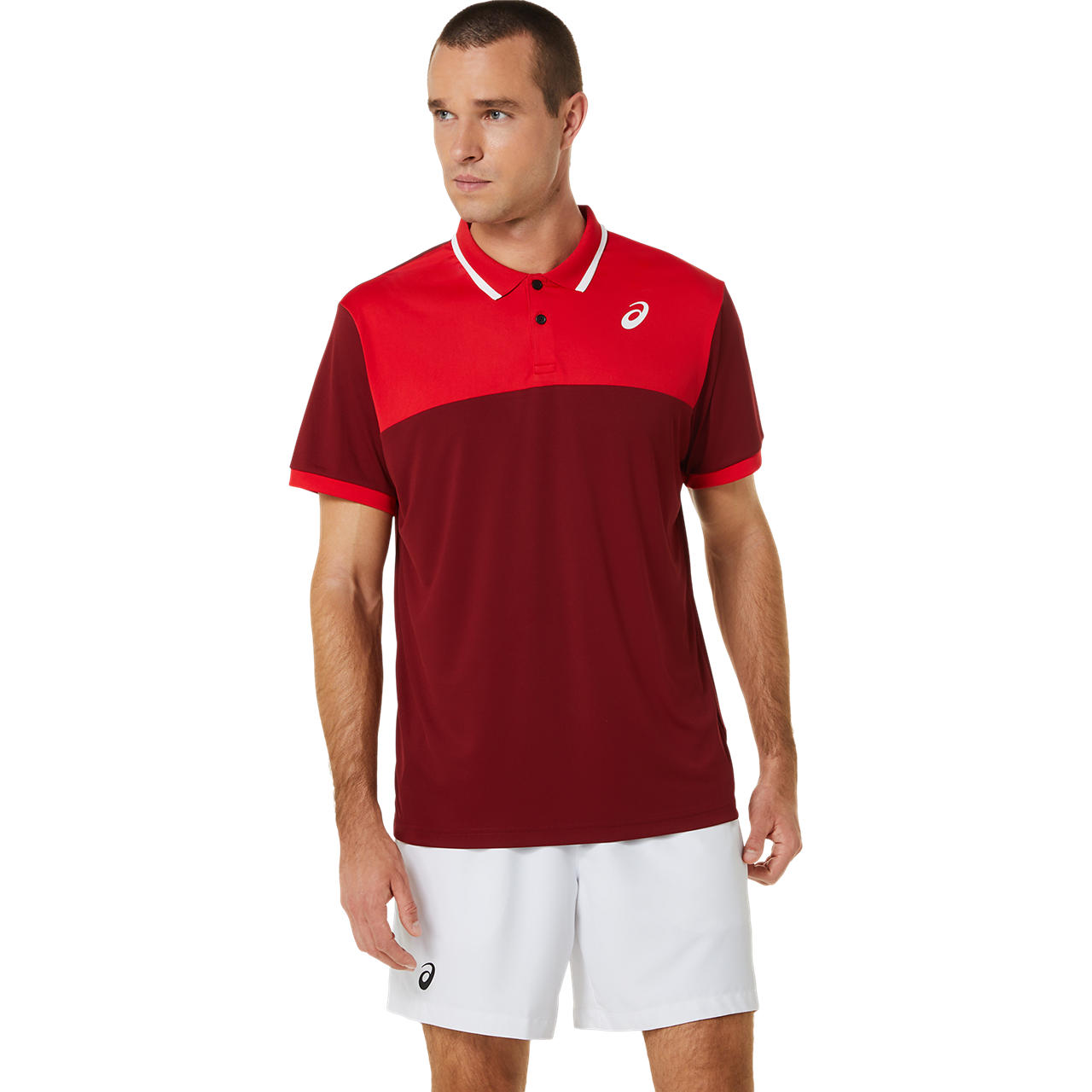 ASICS MEN COURT POLO SHIRT, BEET JUICE/CLASSIC RED, swatch