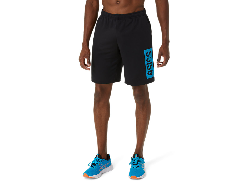 ASICS HEX GRAPHIC DRY SHORTS, PERFORMANCE BLACK/ISLAND BLUE, swatch