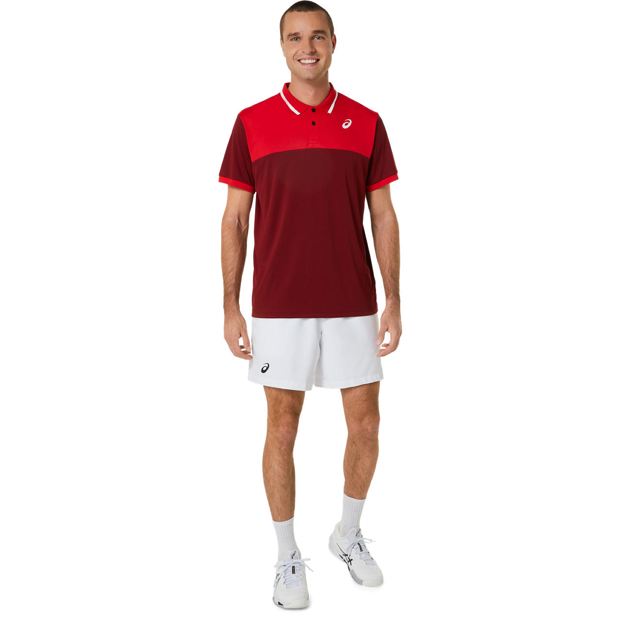 ASICS MEN COURT POLO SHIRT, BEET JUICE/CLASSIC RED, swatch
