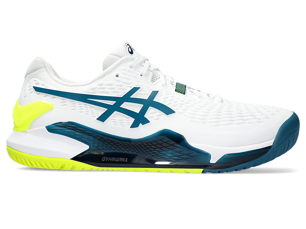 ASICS GEL-RESOLUTION 9, WHITE/RESTFUL TEAL, swatch