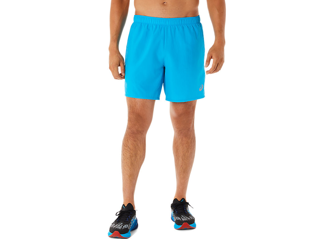 ASICS ICON SHORT, ISLAND BLUE/PERFORMANCE BLACK, swatch