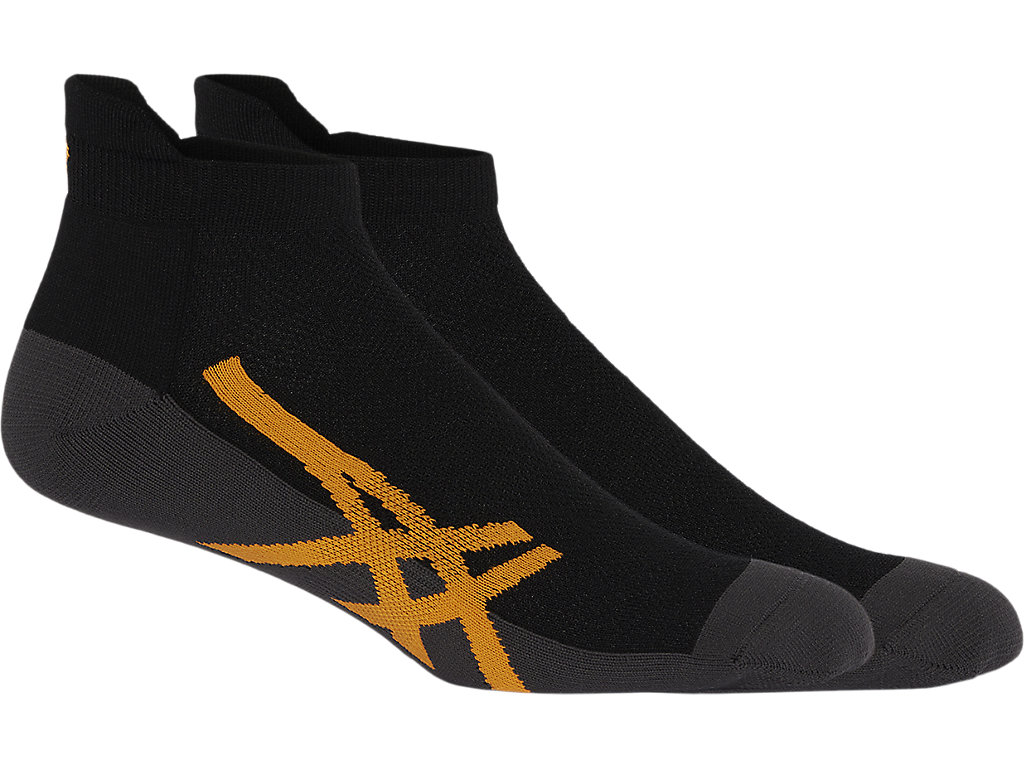 ASICS CUSHION SINGLE TAB, PERFORMANCE BLACK/FELLOW YELLOW, swatch