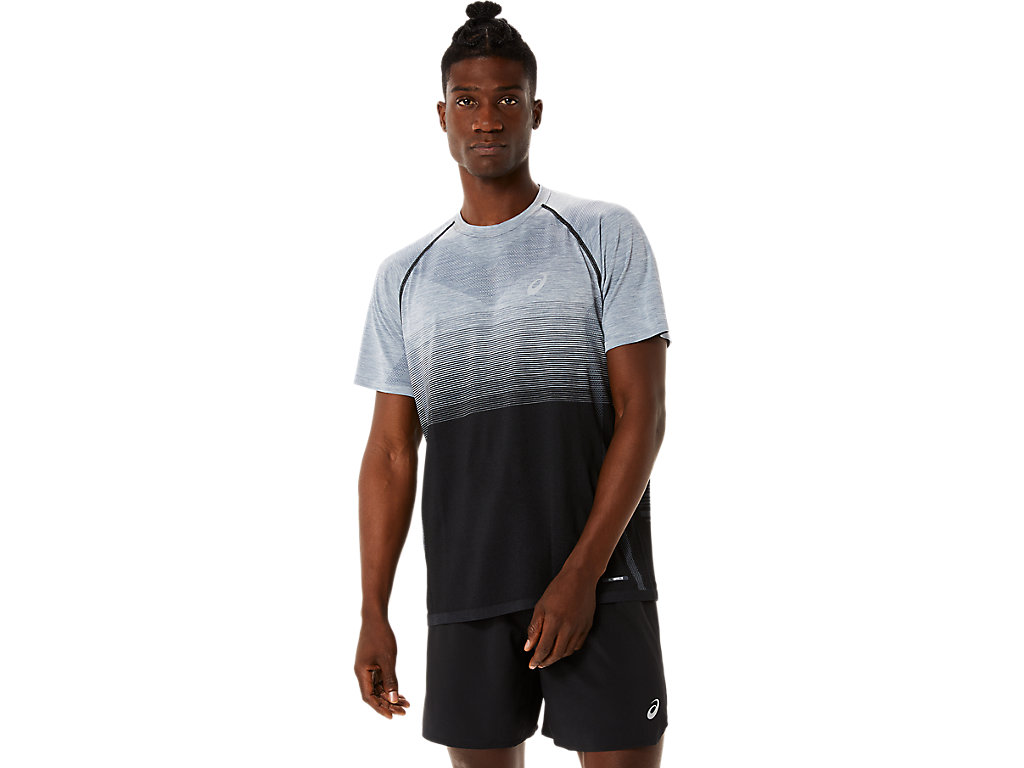 ASICS SEAMLESS SS TOP, PERFORMANCE BLACK/CARRIER GREY, swatch