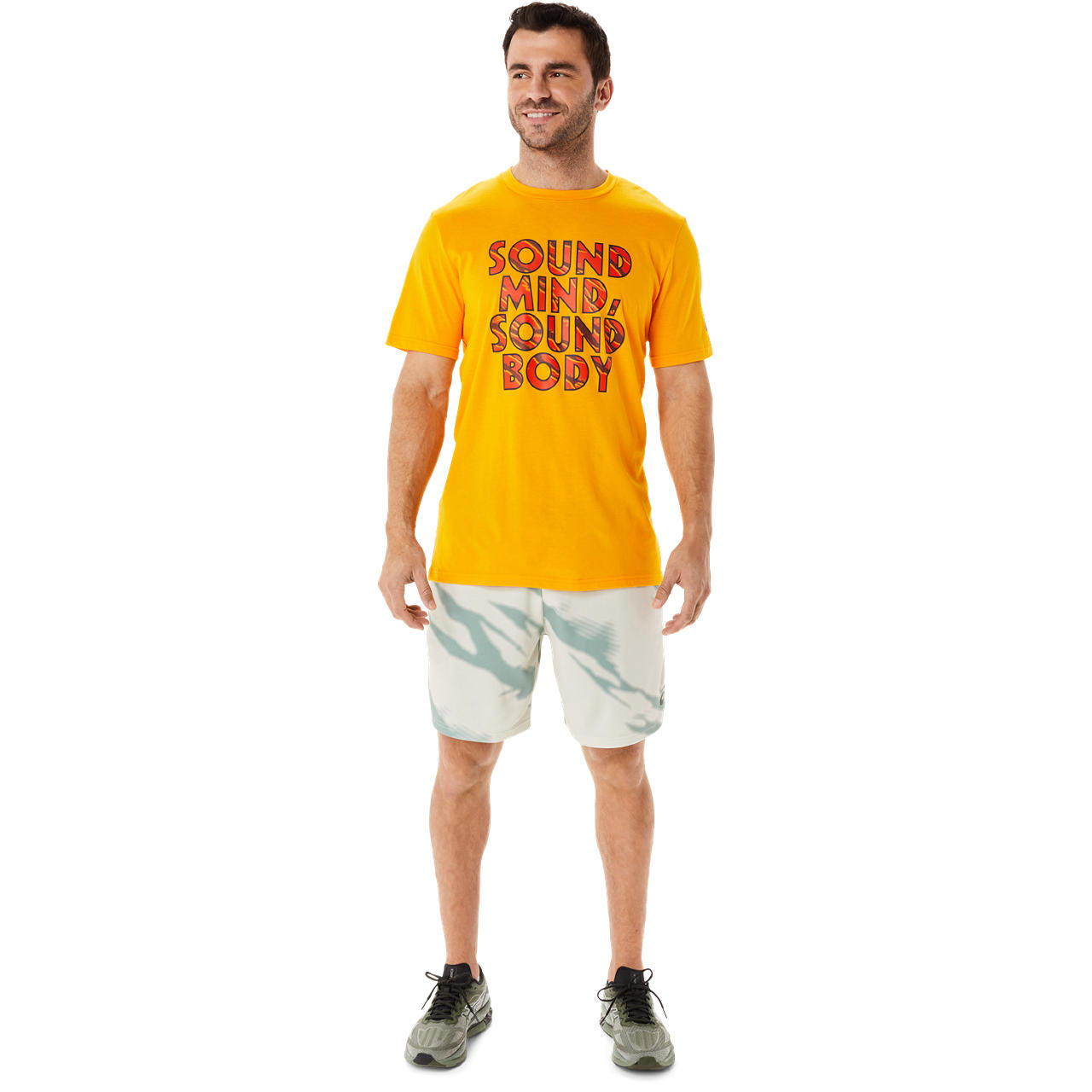 ASICS HERITAGE FONT GRAPHIC TEE 7, AMBER, swatch