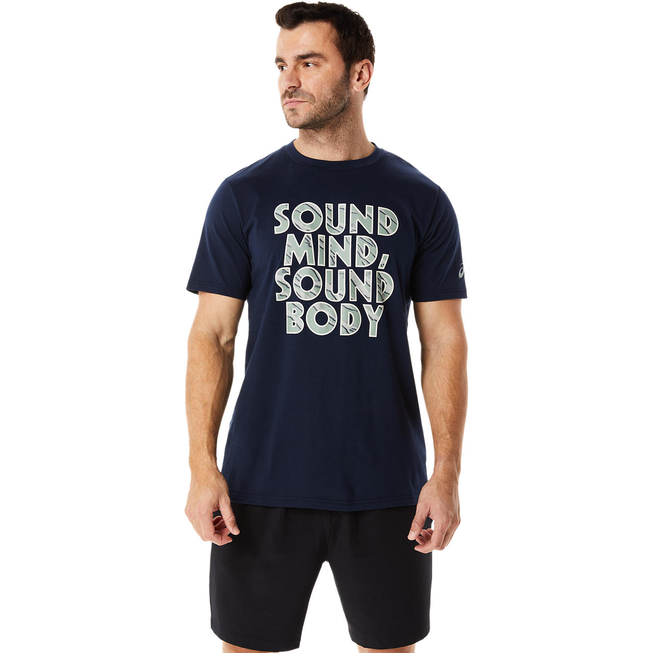 ASICS HERITAGE FONT GRAPHIC TEE 7, MIDNIGHT, swatch