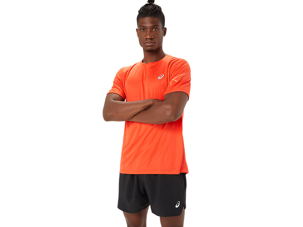 ASICS ICON SS TOP, TRUE RED/SUNRISE RED, swatch