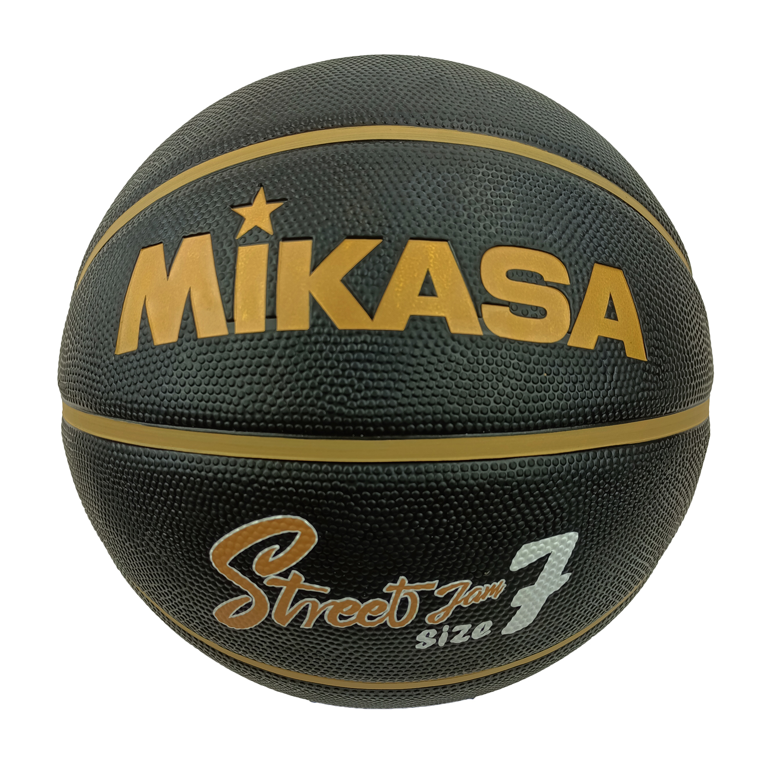 MIKASA BB702B-BKGL (BLACK/GOLD) RUBBER BASKETBALL SIZE 7