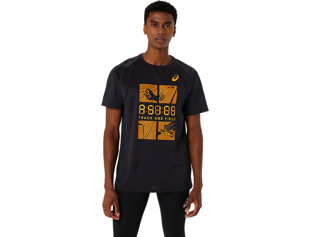 ASICS MEN TRACK PRACTICE GRAPHIC TEE, PERFORMANCE BLACK, swatch