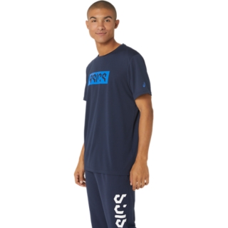 ASICS HEX GRAPHIC DRY SS TEE, MIDNIGHT/ILLUSION BLUE, swatch
