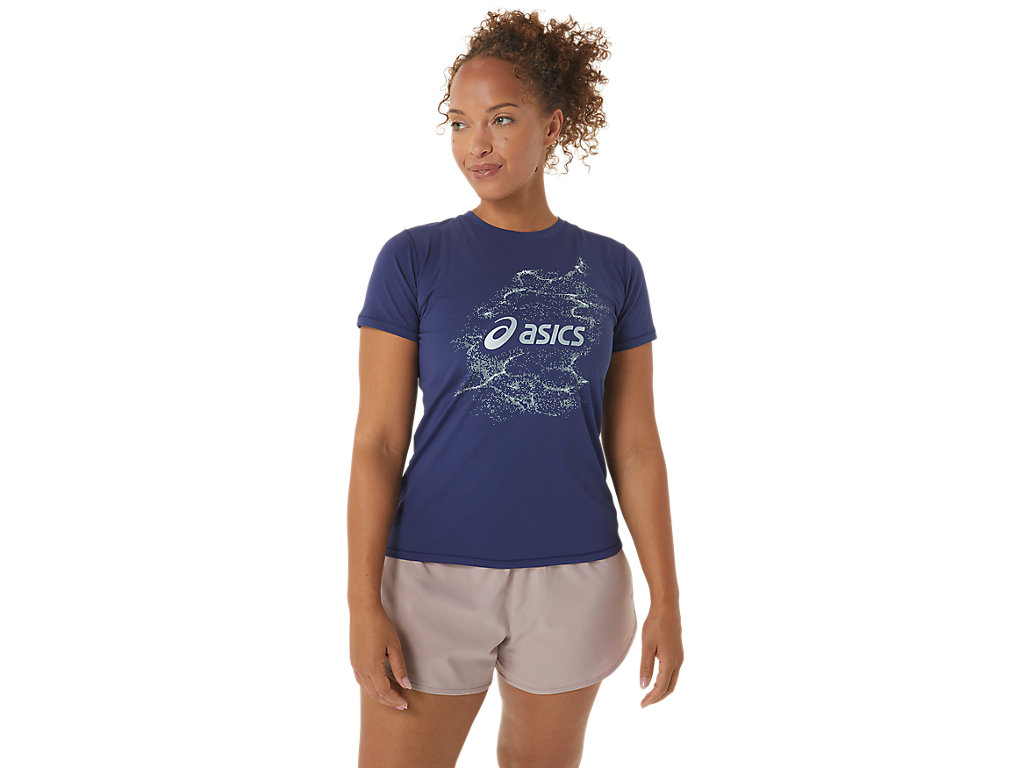 ASICS NAGINO GRAPHIC RUN SS TOP, INDIGO BLUE, swatch