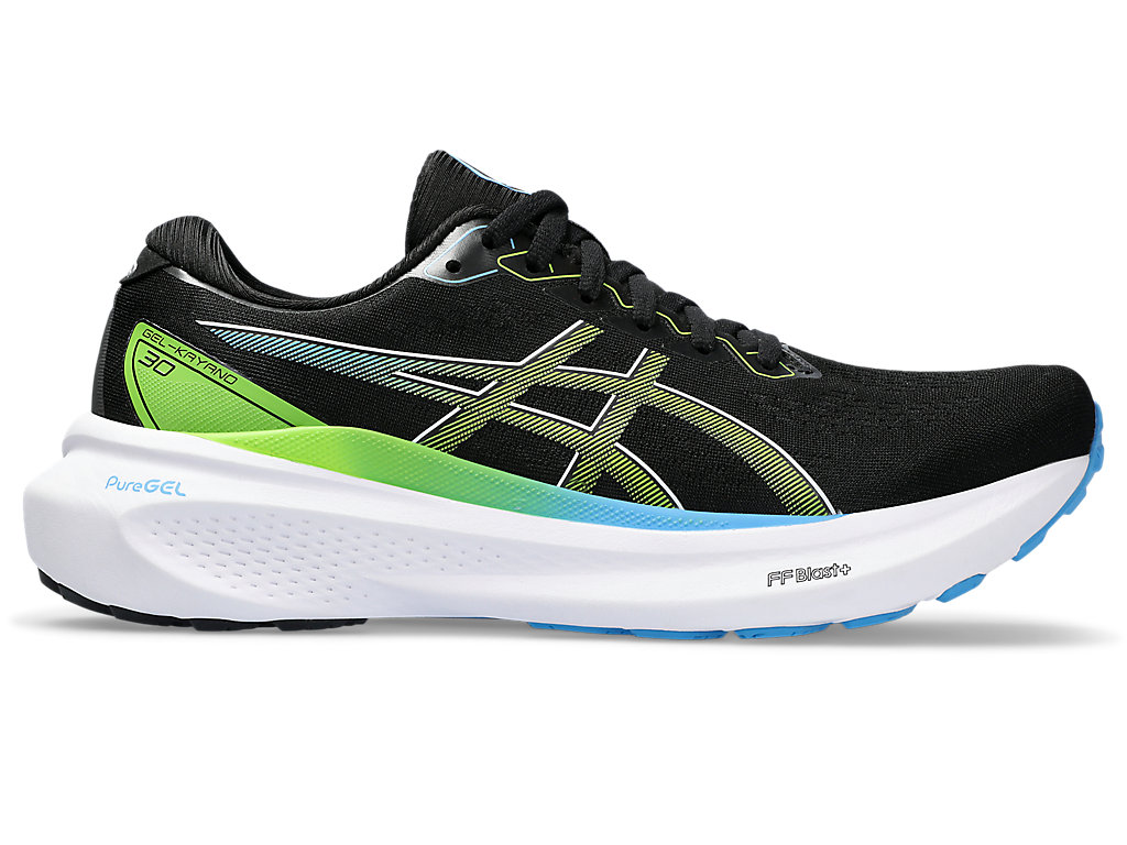 ASICS GEL-KAYANO 30, BLACK/ELECTRIC LIME, swatch