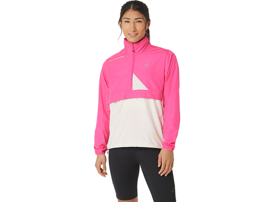 ASICS FUJITRAIL ANORAK, PINK GLO/BIRCH, swatch