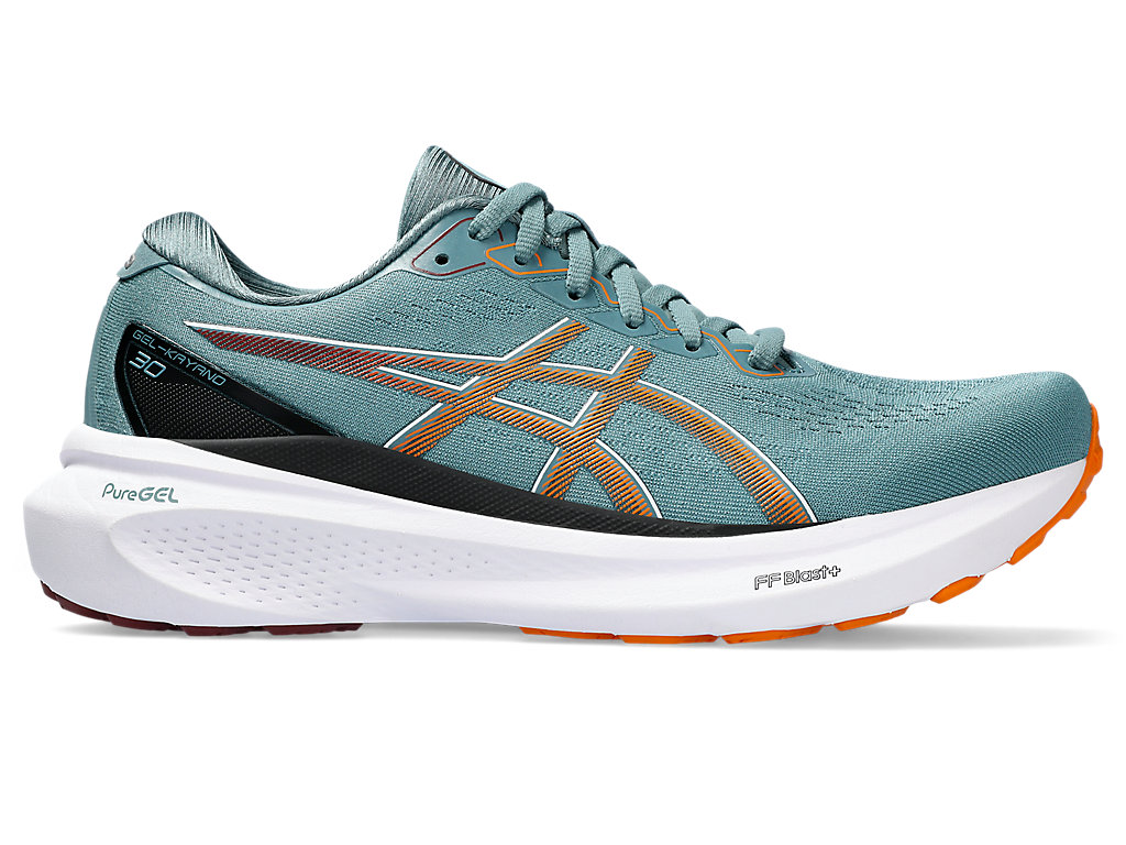ASICS GEL-KAYANO 30, FOGGY TEAL/BRIGHT ORANGE, swatch