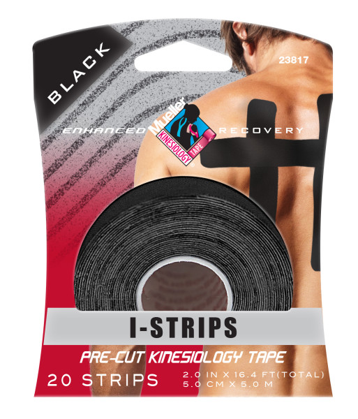 MUELLER® KINESIOLOGY TAPE® 20 PRE-CUT I-STRIPS, 1 ROLL - BLACK