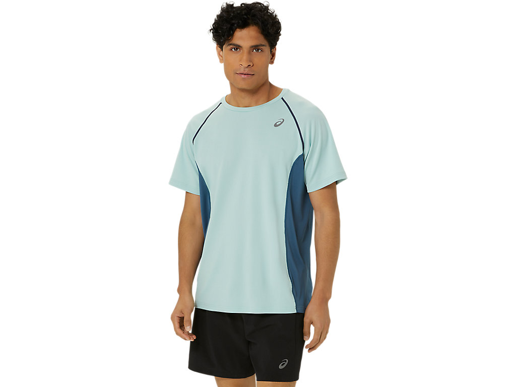 ACTIBREEZE PANEL KNIT SHORT SLEE, LIGHT CELADON, swatch