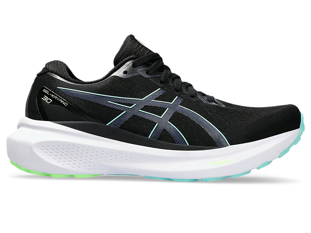ASICS GEL-KAYANO 30, BLACK/THUNDER BLUE, swatch