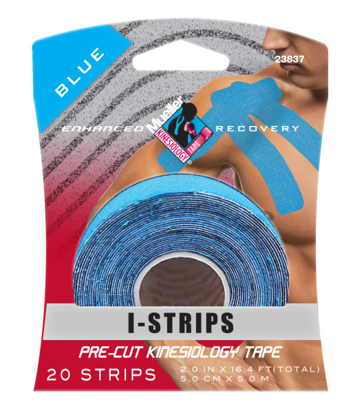 MUELLER® KINESIOLOGY TAPE® 20 PRE-CUT I-STRIPS, 1 ROLL - BLUE