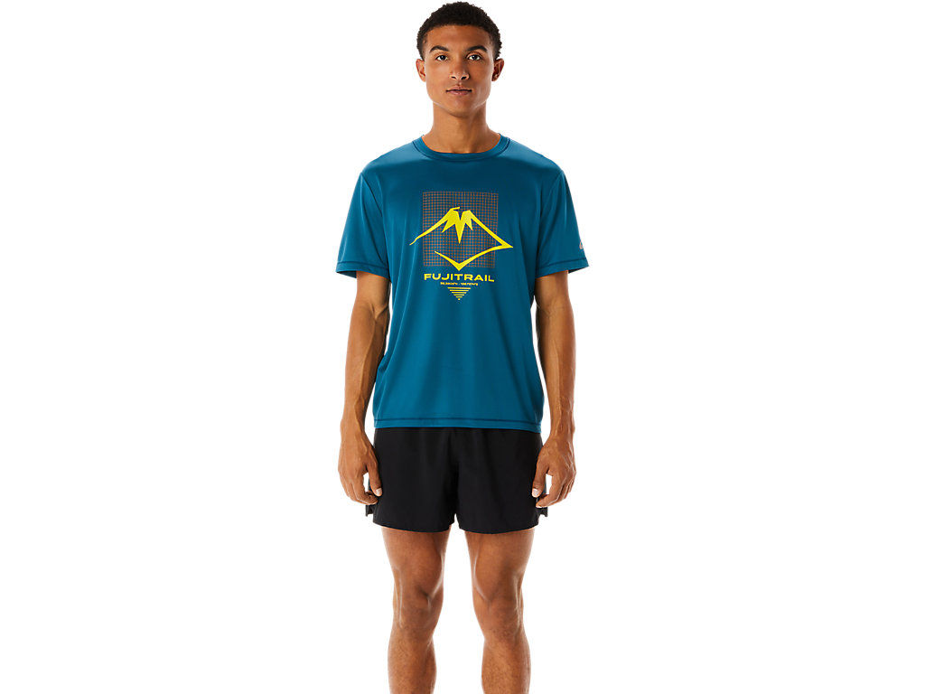 ASICS FUJITRAIL LOGO SS TOP, INK TEAL, swatch