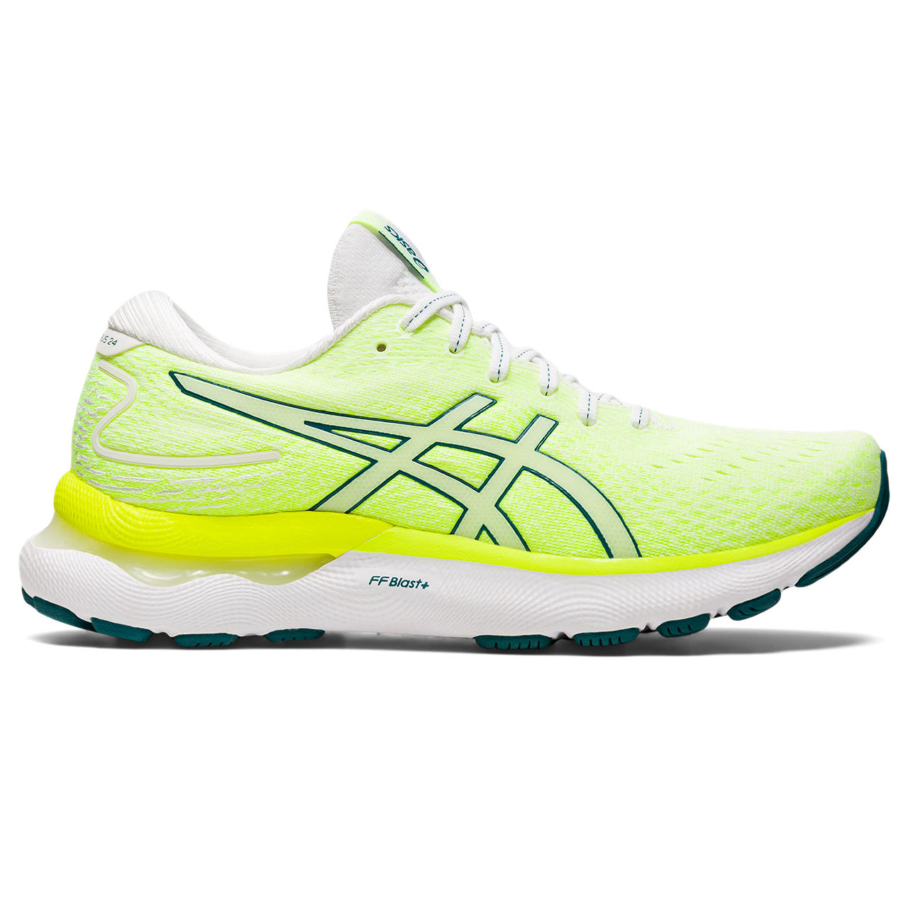 ASICS GEL-NIMBUS 24, WHITE/VELVET PINE, swatch