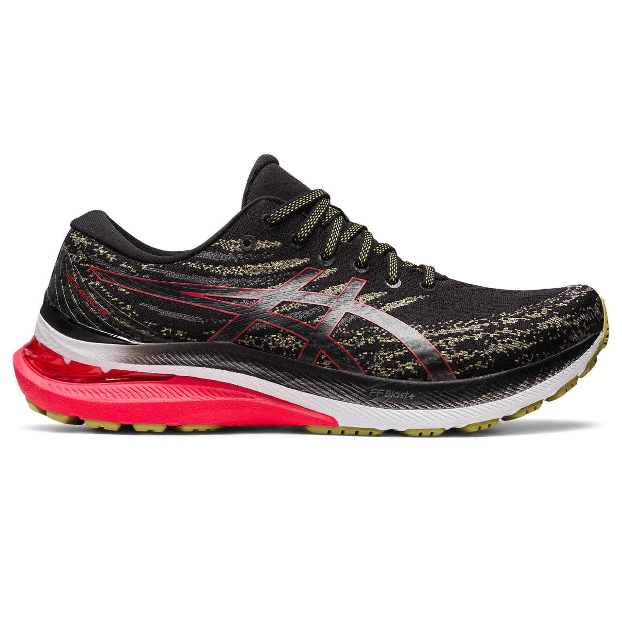 ASICS GEL-KAYANO, BLACK/ELECTRIC RED, swatch