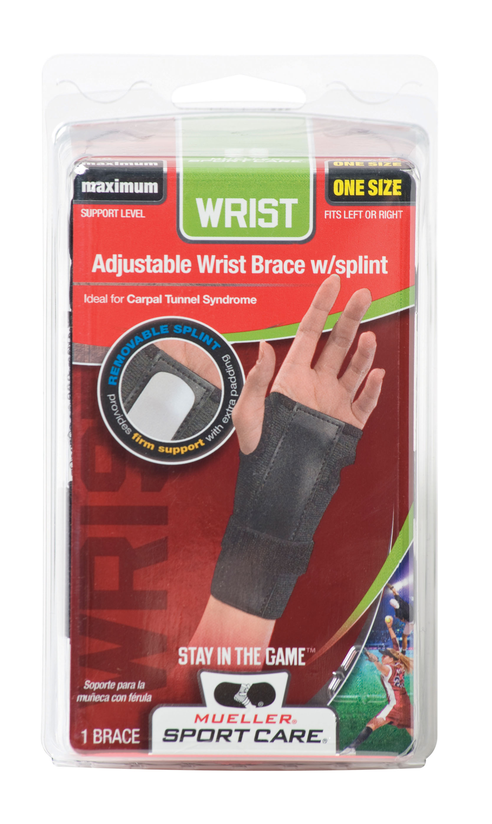 Wrist Brace W/ Splint Black, , large image number null