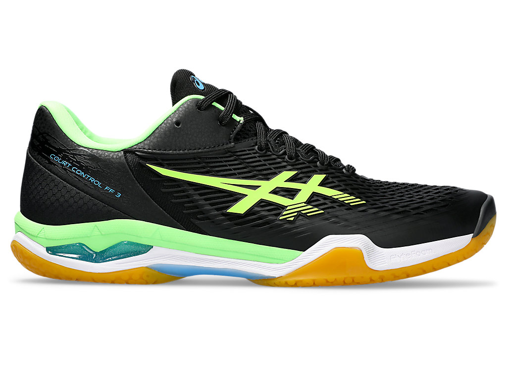 ASICS COURT CONTROL FF 3, BLACK/LIME BURST, swatch