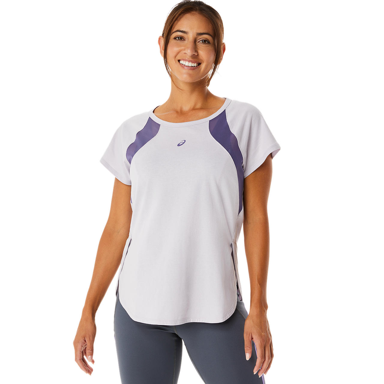 ASICS WOMEN MESH PANEL TRAINING SS TOP, DUSK VIOLET, swatch