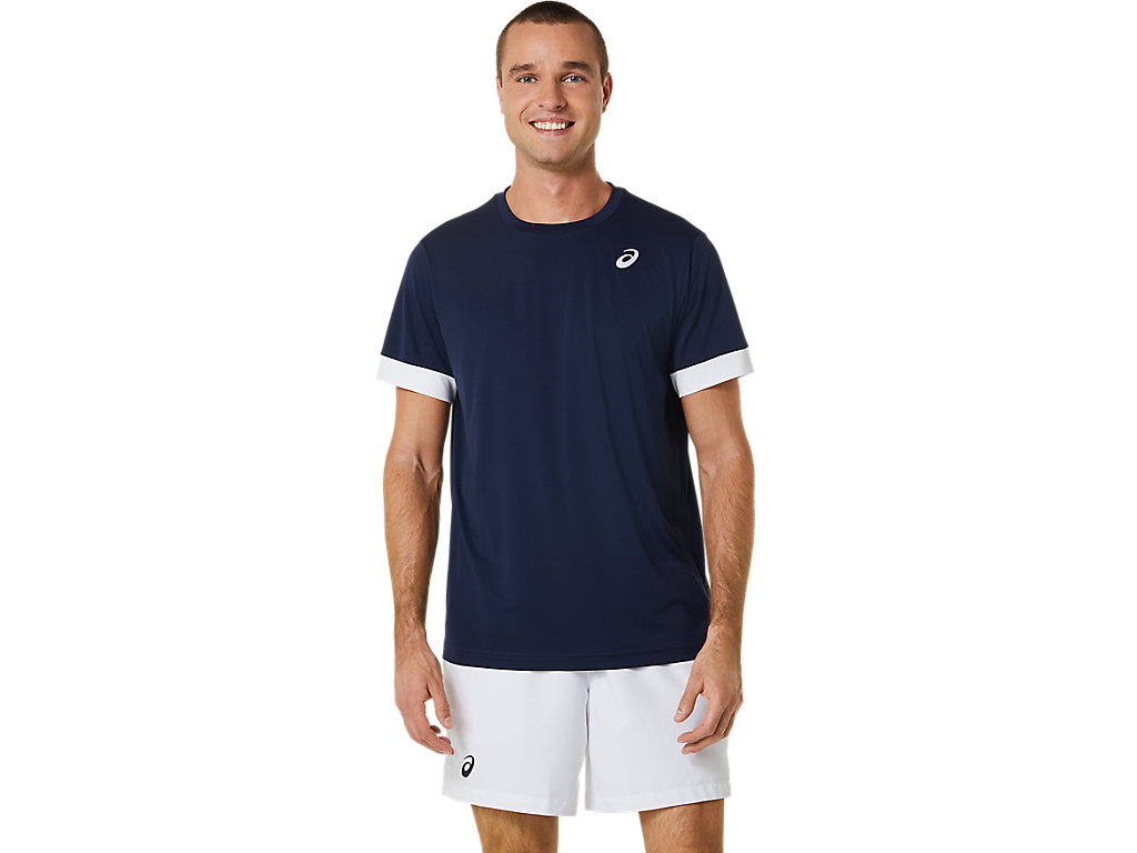 ASICS MEN COURT SS TOP, MIDNIGHT/BRILLIANT WHITE, swatch