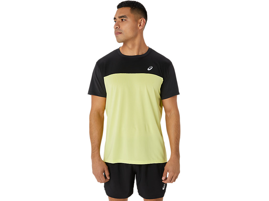 ASICS RACE SS TOP, PERFORMANCE BLACK/GLOW YELLOW, swatch