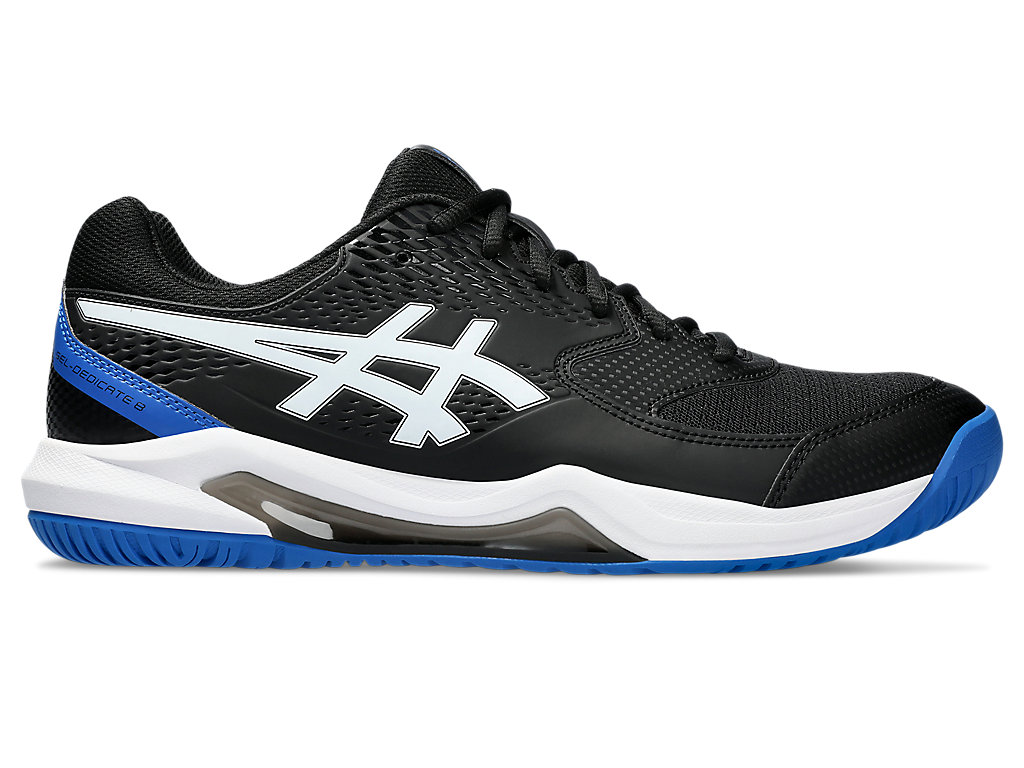ASICS GEL-DEDICATE 8, BLACK/TUNA BLUE, swatch