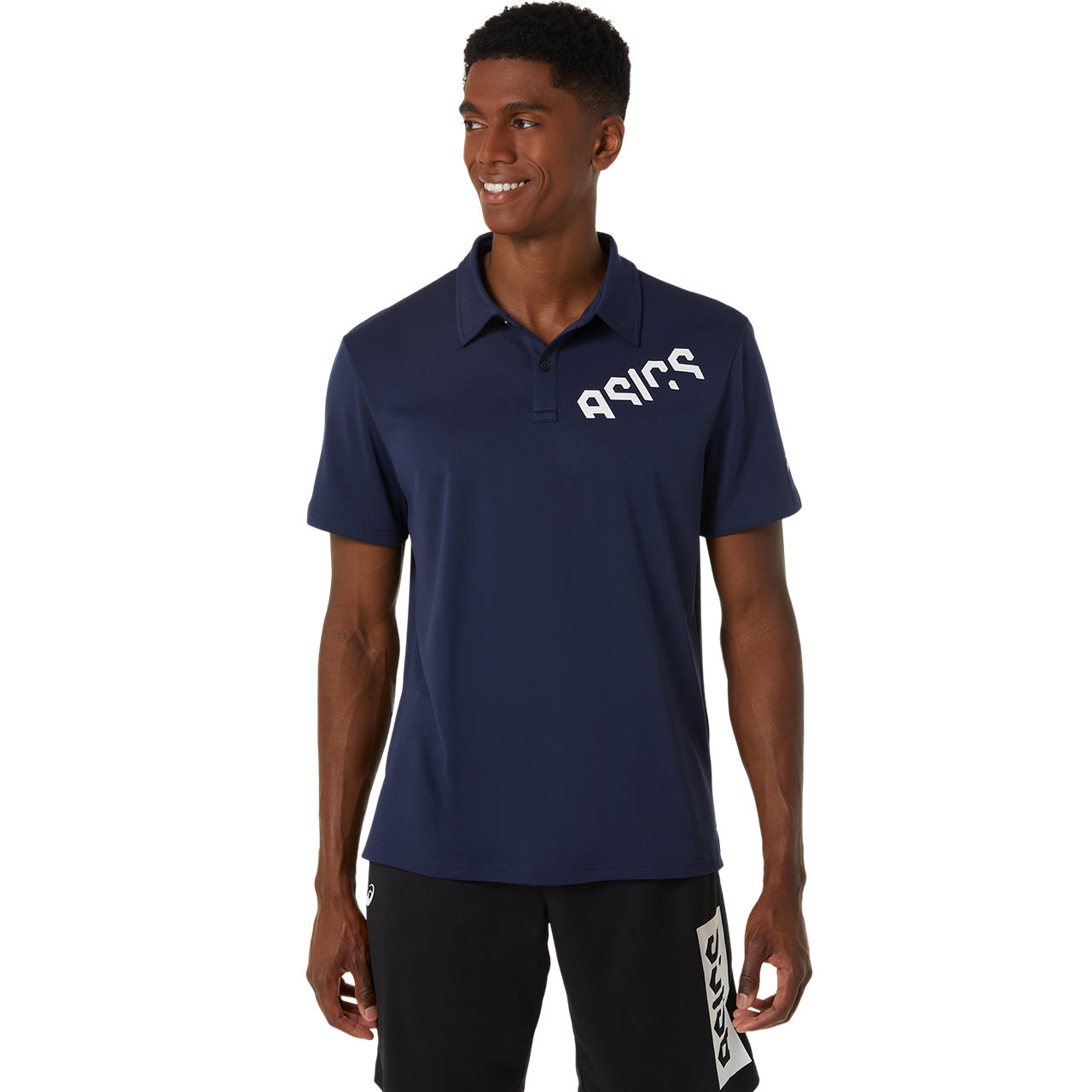 ASICS HEX GRAPHIC DRY POLO SHIRT, MIDNIGHT/BRILLIANT WHITE, swatch