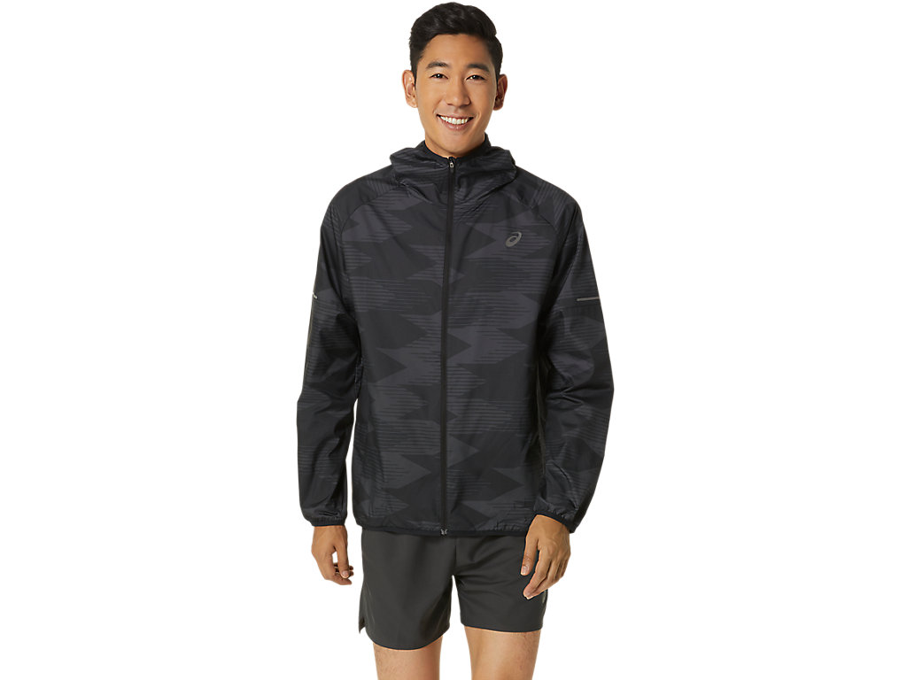 MEN PACKABLE GRAPHIC JACKET, PERFORMANCE BLACK, swatch