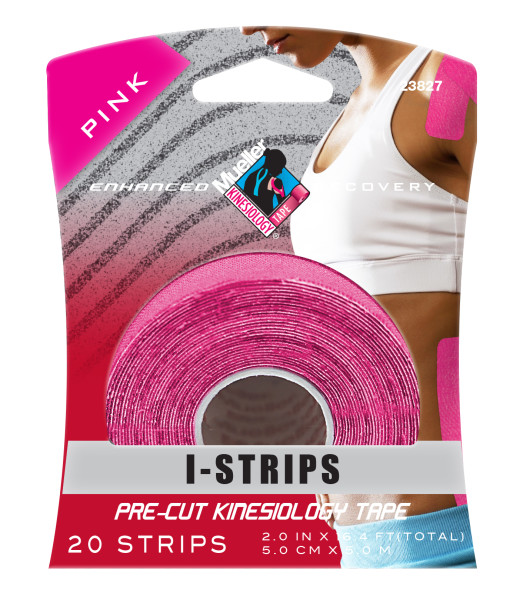 MUELLER® KINESIOLOGY TAPE® 20 PRE-CUT I-STRIPS, 1 ROLL - PINK
