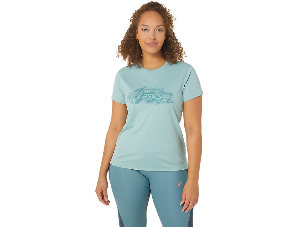 ASICS NAGINO GRAPHIC RUN SS TOP, OCEAN HAZE, swatch