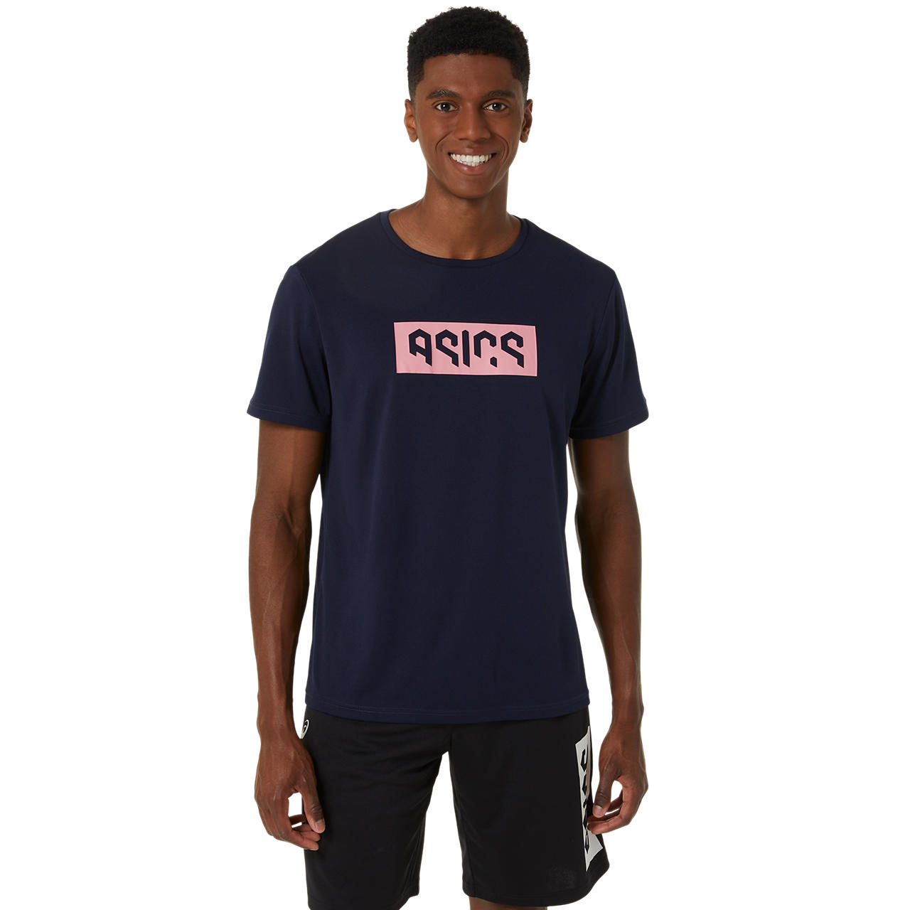ASICS HEX GRAPHIC DRY SS TEE, MIDNIGHT/FRUIT PUNCH, swatch