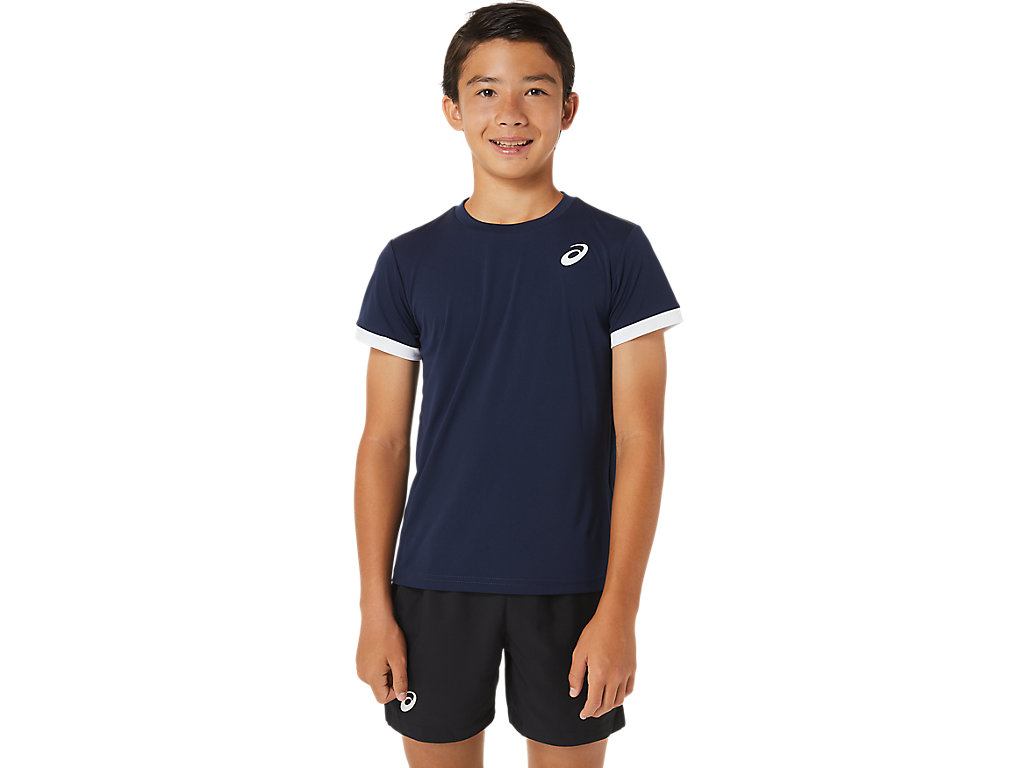 ASICS BOYS TENNIS SS TOP, MIDNIGHT/BRILLIANT WHITE, swatch