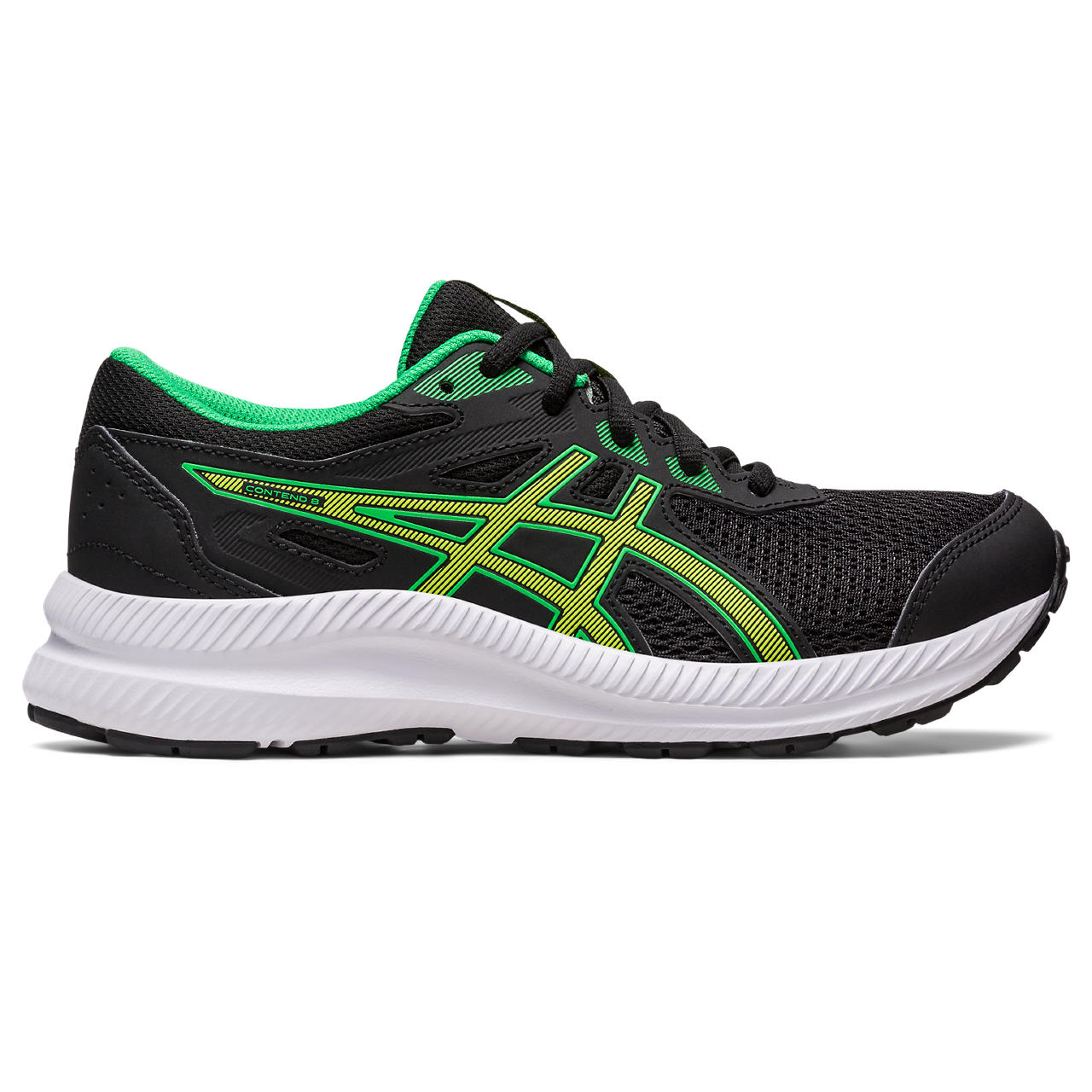 ASICS CONTEND 8 GS, BLACK/LIME ZEST, swatch