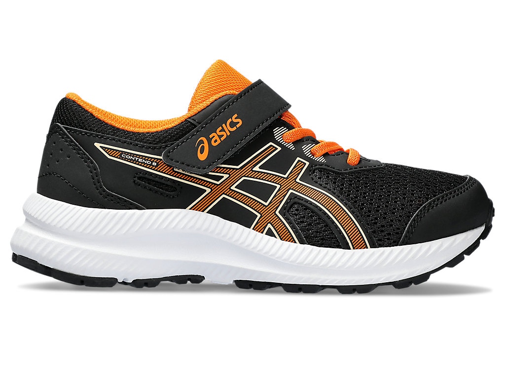 ASICS CONTEND 8 PS, BLACK/BRIGHT ORANGE, swatch