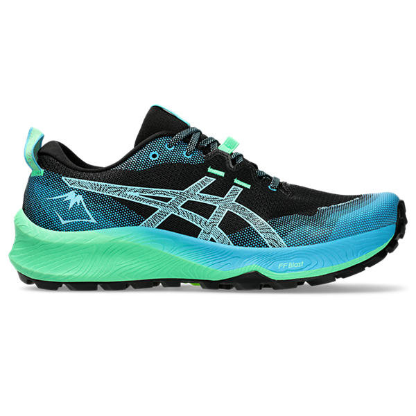 ASICS GEL-TRABUCO 12, BLACK/BRIGHT CYAN, swatch