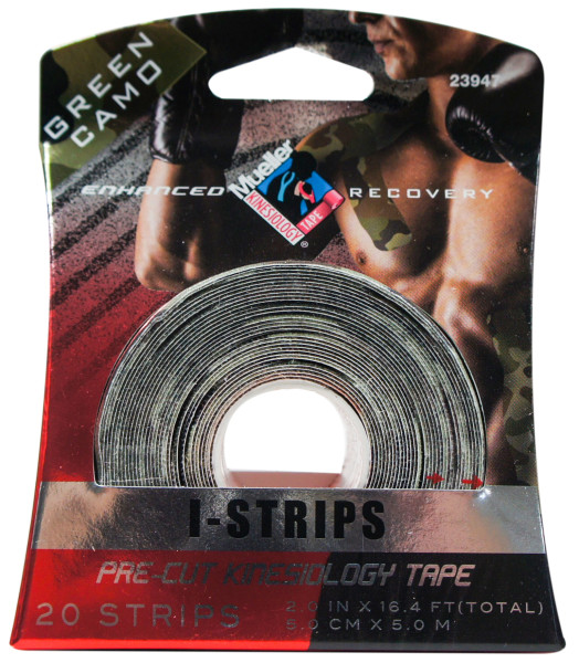 MUELLER® KINESIOLOGY TAPE® 20 PRE-CUT I-STRIPS, 1 ROLL - GREEN CAMO