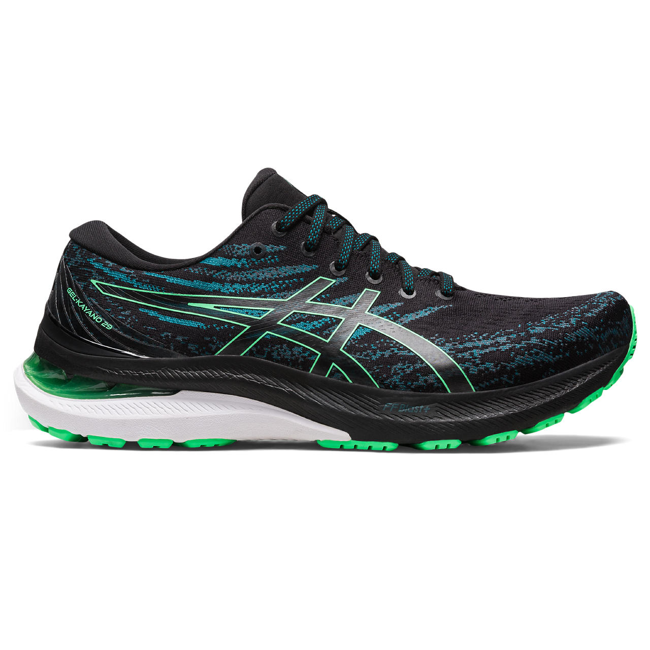 ASICS GEL-KAYANO 29, BLACK/NEW LEAF, swatch