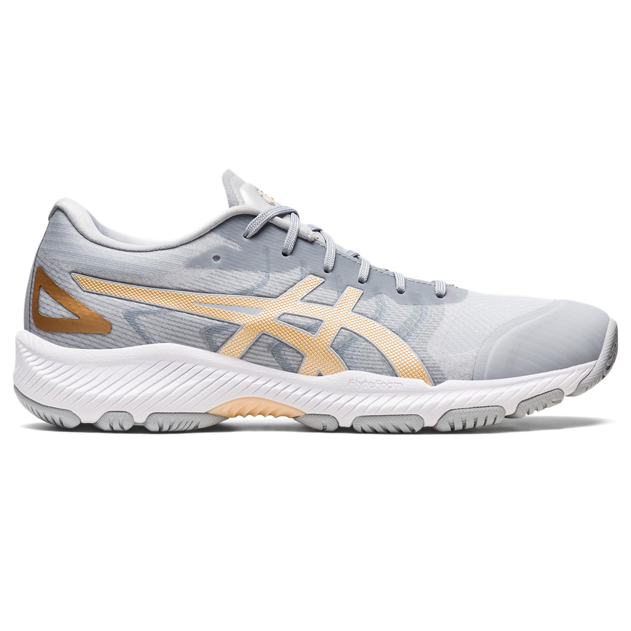 ASICS NETBURNER PROFESSIONAL FF 3, PIEDMONT GREY/CHAMPAGNE, swatch