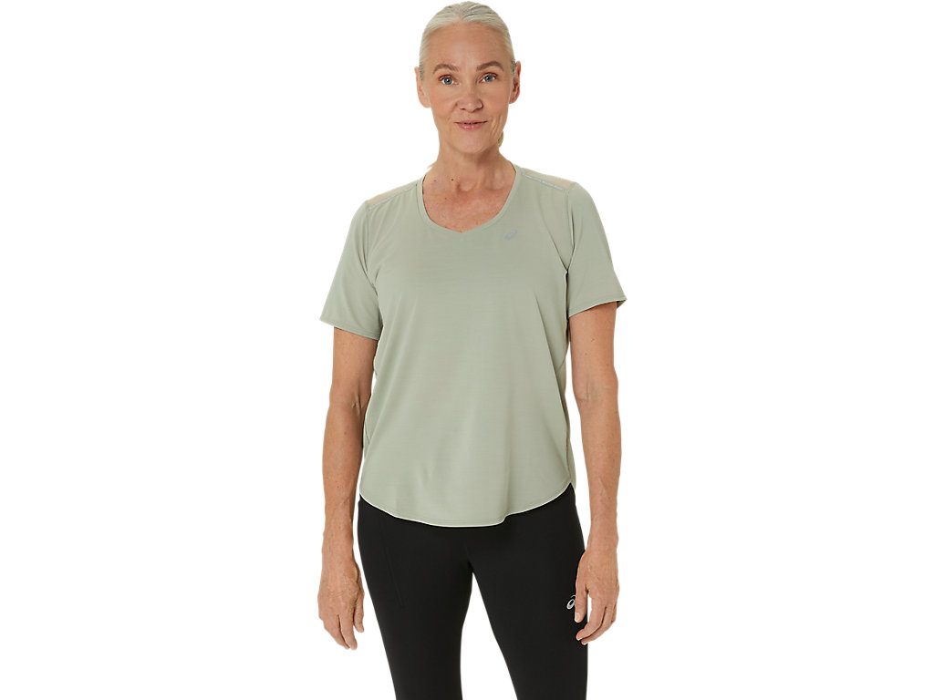 ASICS ROAD V-NECK SS TOP, OLIVE GREY, swatch