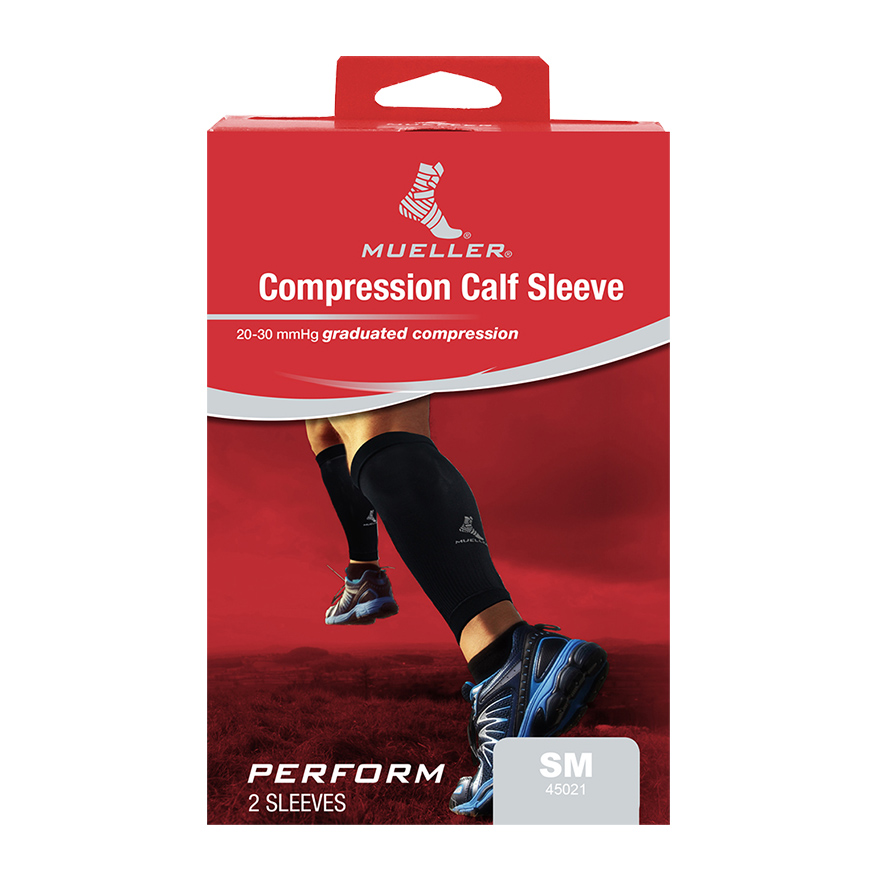 MUELLER® GRADUATED COMPRESSION CALF SLEEVES PERFORMANCE BLACK SM, , large image number null