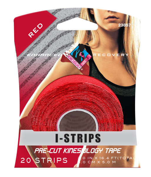 MUELLER® KINESIOLOGY TAPE® 20 PRE-CUT I-STRIPS, 1 ROLL - RED