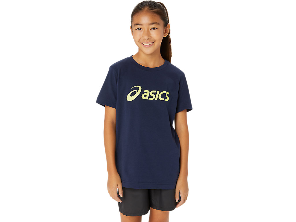 ASICS LOGO TEE, MIDNIGHT/GLOW YELLOW, swatch