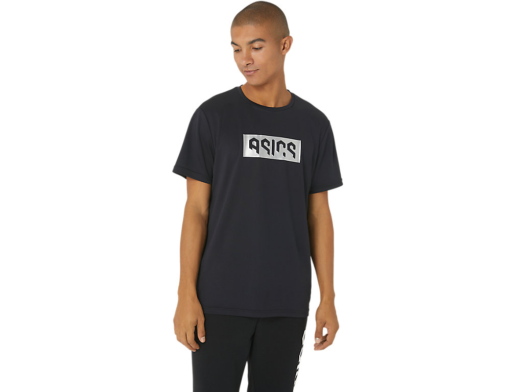ASICS HEX GRAPHIC DRY SS TEE, PERFORMANCE BLACK/SILVER, swatch