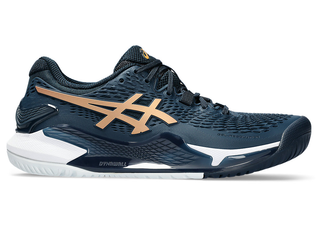 ASICS GEL-RESOLUTION 9, FRENCH BLUE/PURE GOLD, swatch